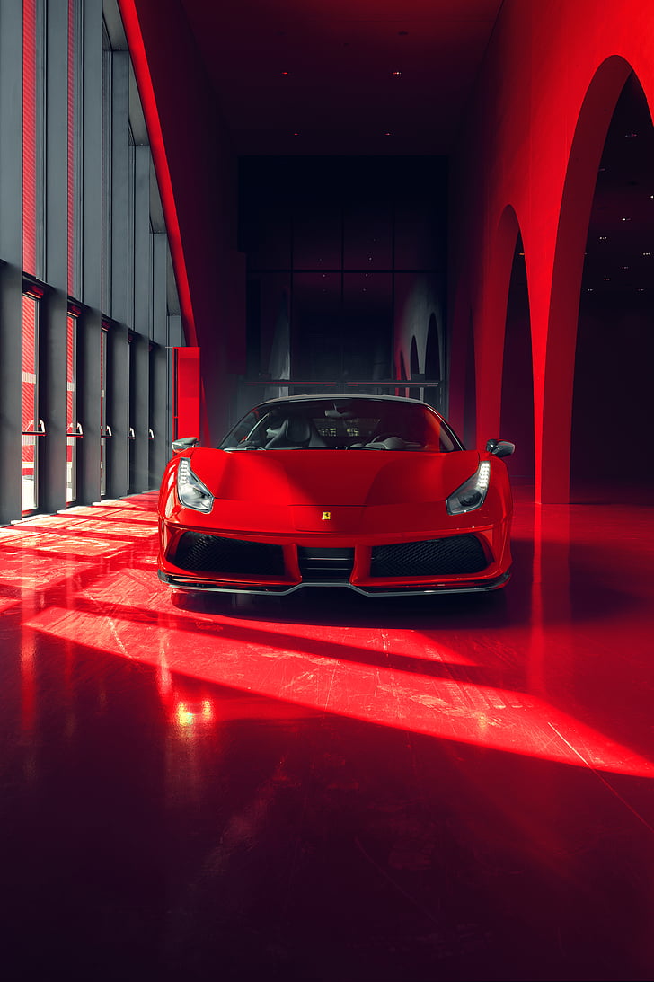 Pogea Racing FPlus Corsa, Ferrari 488 GTB, 2018, Rojo, Fondo de pantalla HD, fondo de pantalla de teléfono