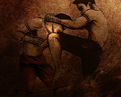 Ilustrasi Muay Thai, Olahraga, Seni Bela Diri, Wallpaper HD HD wallpaper