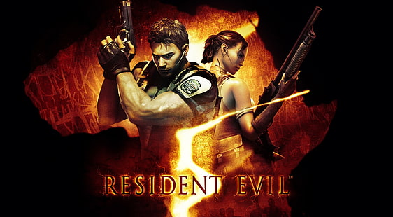 Resident Evil 5, Resident Evil 5 digital wallpaper}, Игры, Resident Evil, Крис Редфилд, биологическая опасность, Шева, HD обои HD wallpaper