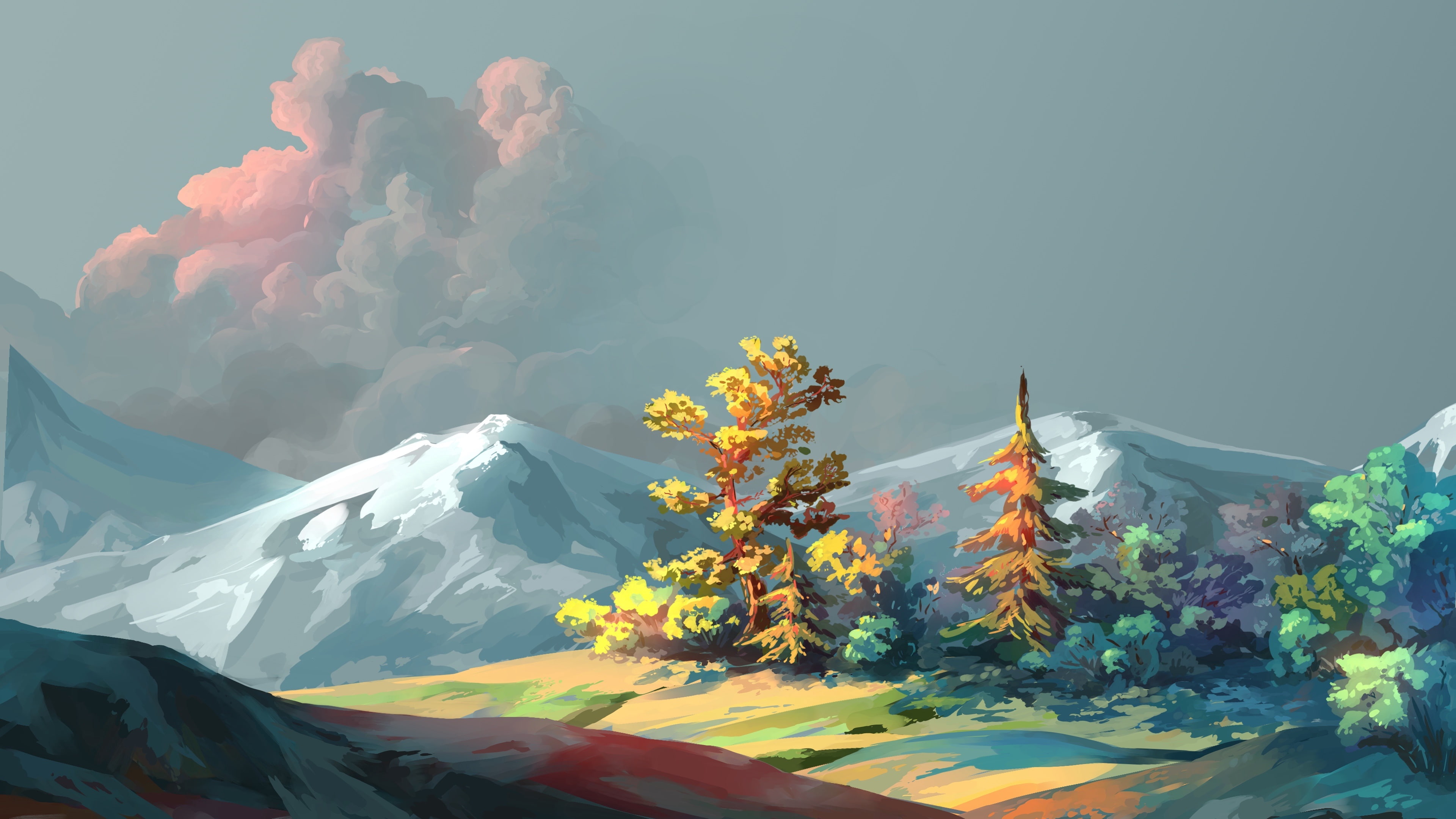 mountain, landscape painting