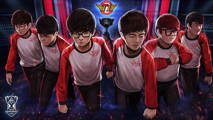 group of six boys digital wallpaper, League of Legends, SKT T1, HD wallpaper
