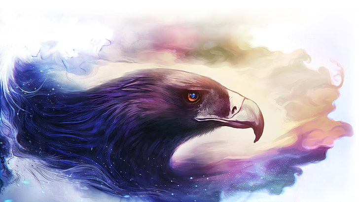 lukisan elang hitam, seni fantasi, elang, karya seni, hewan, Wallpaper HD