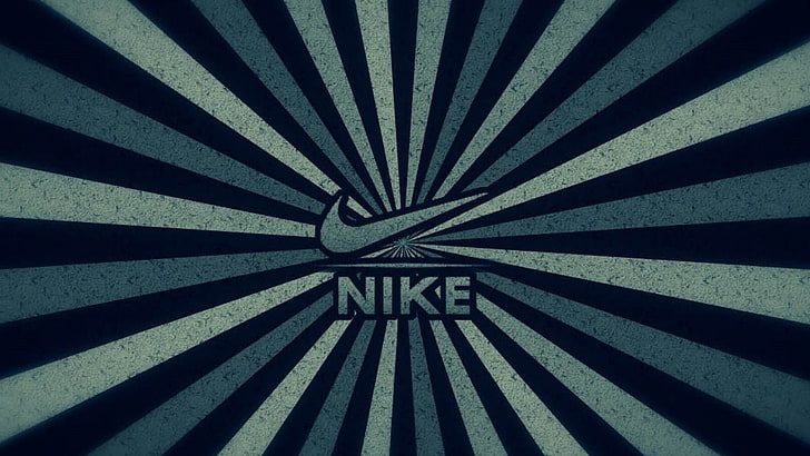 karpet area bunga hitam dan putih, Nike, garis-garis, garis-garis biru, logo, Wallpaper HD
