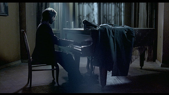 piano à queue marron, Le pianiste, Roman Polanski, Adrien Brody, Władysław Władek Szpilman, piano, rayons de lune, Fond d'écran HD HD wallpaper