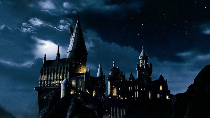 black castle illustration, Harry Potter, Harry Potter and the Philosopher's Stone, HD wallpaper