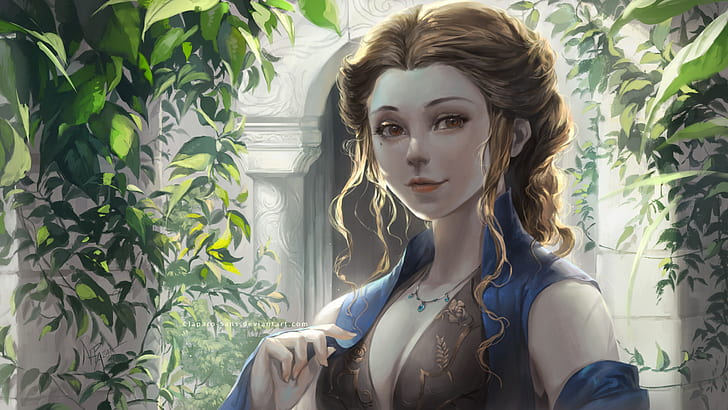1920x1080 px A Song Of Ice And Fire artwork Game Of Thrones Margaery Tyrell necklace Video Games Final Fantasy HD Art , artwork, Game of Thrones, A Song Of Ice And Fire, 1920x1080 px, Margaery Tyrell, necklace, HD wallpaper