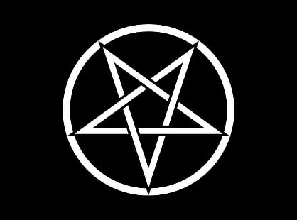 круглый черно-белый логотип, сатанизм, пентаграмма, HD обои HD wallpaper