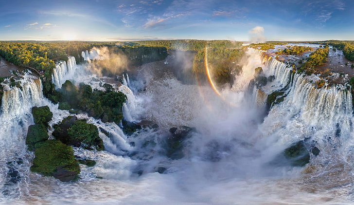 водопади, водопад, пейзаж, вода, природа, водопадите Игуасу, Игуасу, Аржентина, HD тапет