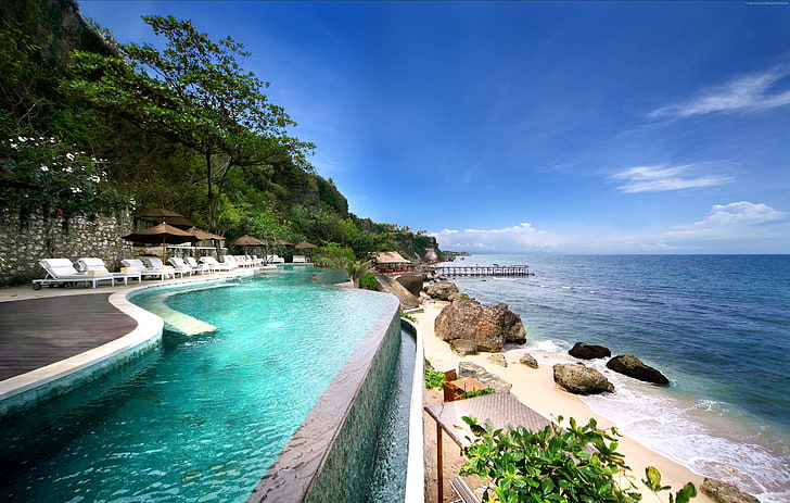 путешествия, Джимбаран, Бали, курорт, Лучшие отели, AYANA Resort and Spa, отдых, бассейн, туризм, бронирование, HD обои