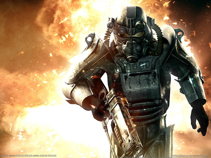 postać nosząca zbroję, cyfrowa tapeta z gry, Fallout, Fallout 3, gry wideo, Tapety HD