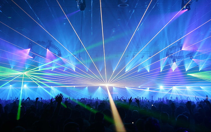 yellow and green stage neon lights, Music, Dance, HD wallpaper