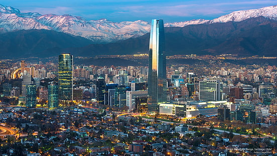 Планинска верига Анди, Сантяго, Чили, Архитектура, HD тапет HD wallpaper