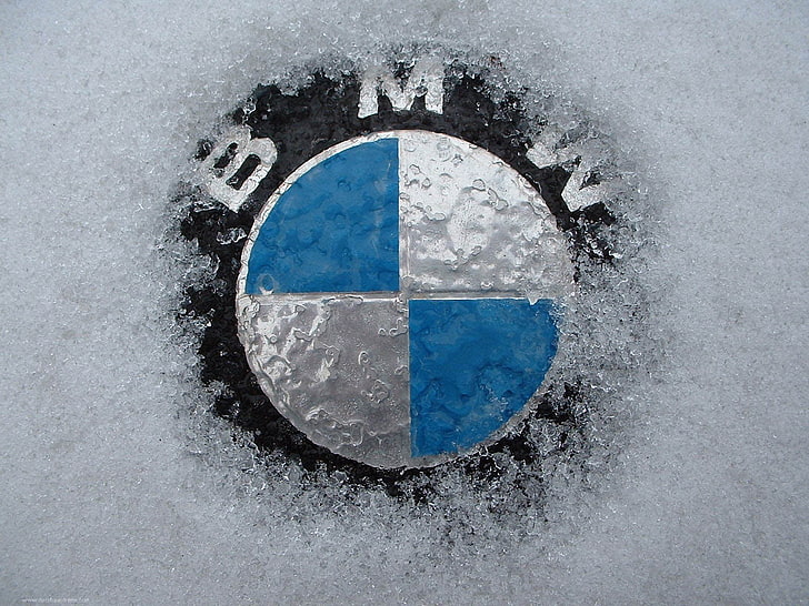 BMW emblem, snow, icon, BMW, HD wallpaper