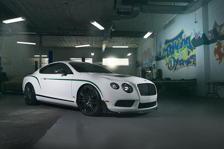 Bentley, White, Garage, GT3R, HD wallpaper