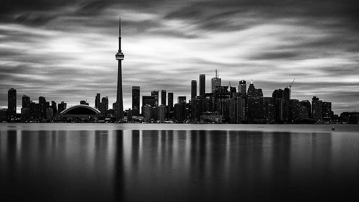 foto skala abu-abu dari jarum ruang ilustrasi cityscape, toronto, toronto, Toronto, skala abu-abu, foto, jarum ruang, cityscape, ilustrasi, mono, langit, perkotaan, tekstur, danau, awan, blackandwhite, gedung pencakar langit, longexposure, Ontario, nikon, liburan, putih, perjalanan, hitam, kaki langit, stadion, refleksi, menara cn, D7100, air kota, menara air, bayangan hitam, matahari terbenam, bw, kontras, arsitektur, blackwhite, pusat rogers, Kanada, gelap, monokrom, Skyline perkotaan, Tema perkotaan, kota, Tempat terkenal, pusat kota Distrik, bangunan Eksterior, Struktur dibangun, refleksi, modern, Wallpaper HD