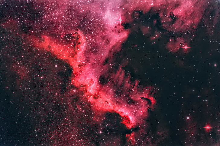 مجرة حمراء وسوداء ، داكنة ، نجوم ، فضاء ، سديم أمريكا الشمالية، خلفية HD