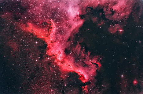 مجرة حمراء وسوداء ، داكنة ، نجوم ، فضاء ، سديم أمريكا الشمالية، خلفية HD HD wallpaper