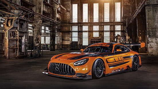 Mercedes-Benz, Mercedes-AMG GT3, รถยนต์, รถสีส้ม, รถแข่ง, รถสปอร์ต, วอลล์เปเปอร์ HD HD wallpaper