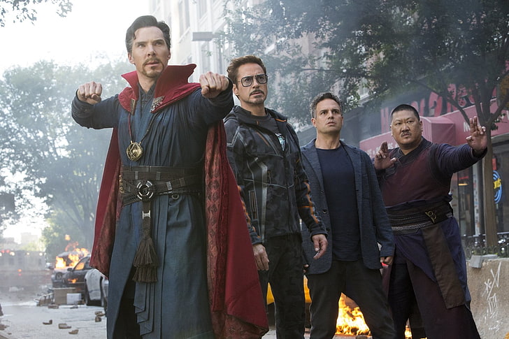 فيلم ، Avengers: Infinity War ، Benedict Cumberbatch ، Benedict Wong ، Bruce Banner ، Doctor Strange ، Iron Man ، Mark Ruffalo ، Robert Downey Jr. ، Tony Stark ، Wong (Marvel Comics)، خلفية HD