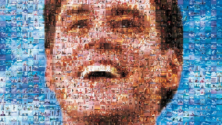 mosaic, portrait, Jim Carrey, artwork, The Truman show smile, scene., screenshots, HD wallpaper