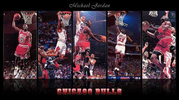 Chicago Bulls Michael Jordan, basketbol, ​​Michael Jordan, Chciago Bulls, NBA, spor, spor, kolaj, HD masaüstü duvar kağıdı