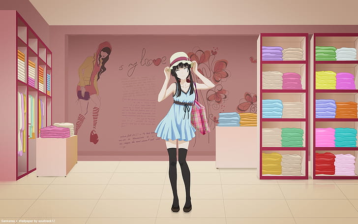 sankarea, shop, shopping, anime, girl, HD wallpaper