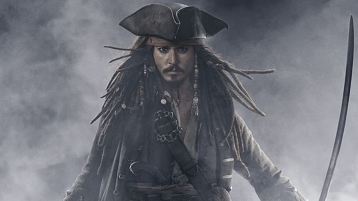 Johnny Depp, Capitaine Jack Sparrow, Pirates des Caraïbes : Jusqu'au bout du monde, Fond d'écran HD
