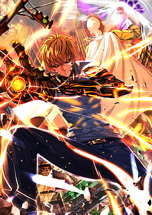 Saitama and Genus of One Punch Man, One-Punch Man, Genos, HD wallpaper HD wallpaper