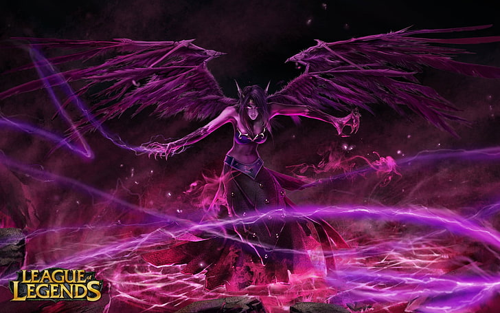 League of Legends demon character, magic, League of Legends, Morgana (League of Legends), HD wallpaper