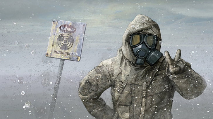 Person, die schwarze Gasmaskenillustration, Gasmasken, apokalyptisch trägt, HD-Hintergrundbild