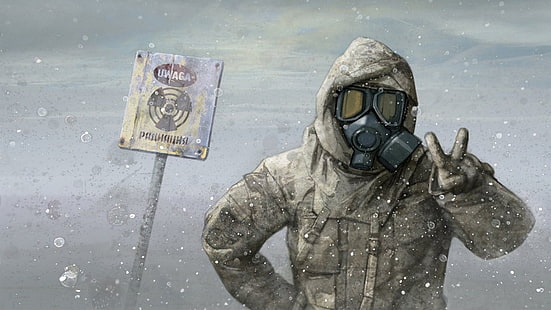 Persona con máscara negra de gas ilustración, máscaras de gas, apocalíptico, Fondo de pantalla HD HD wallpaper