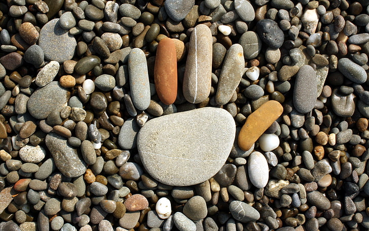 rock, handprints, pebbles, nature, HD wallpaper