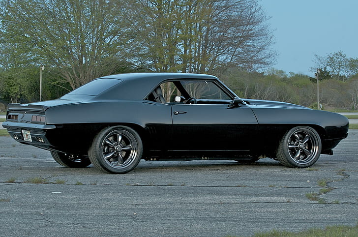 1969 Camaro, chevy, preto, clássico, carros, HD papel de parede