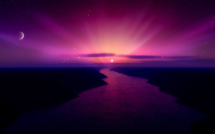 Morning Purple Sunrise, mañana, amanecer, púrpura, Fondo de pantalla HD