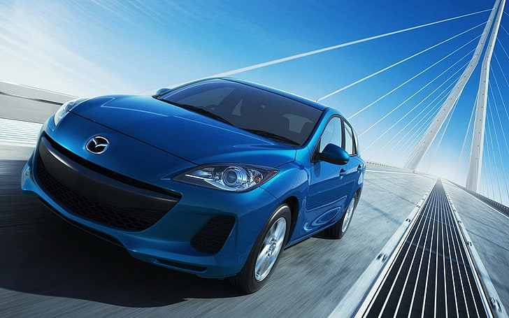 2012 Mazda 3, blue Mazda sedan illustration, Cars, Mazda, illusion wallpapers, car, HD wallpaper
