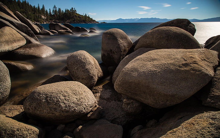 paisaje, roca, naturaleza, Lake Tahoe, Estados Unidos, Nevada, Fondo de pantalla HD
