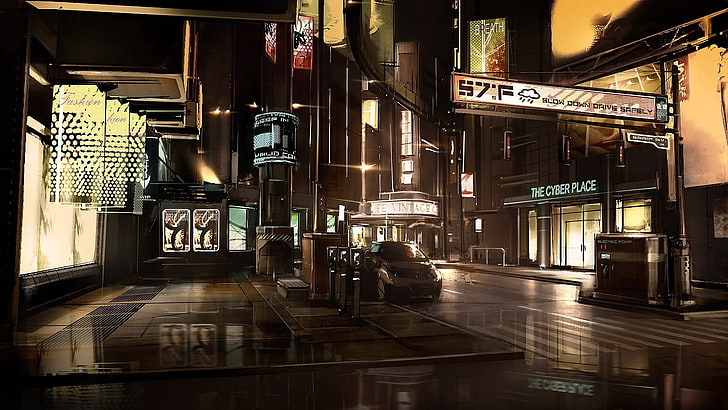 carro cinza, futurista, cyberpunk, paisagem urbana, noite, ficção científica, HD papel de parede