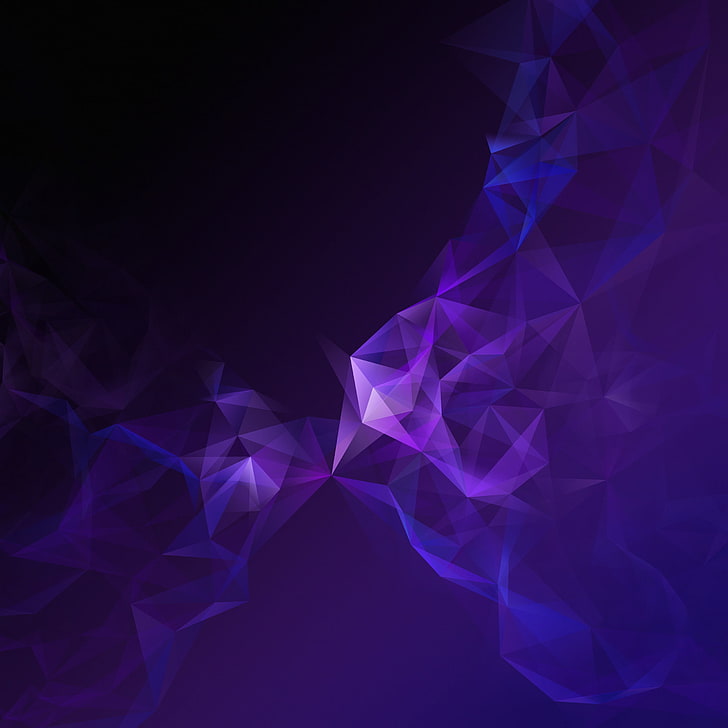 wallpaper ungu asap dan poligon, sudut, bentuk, Samsung Galaxy S9, Wallpaper HD