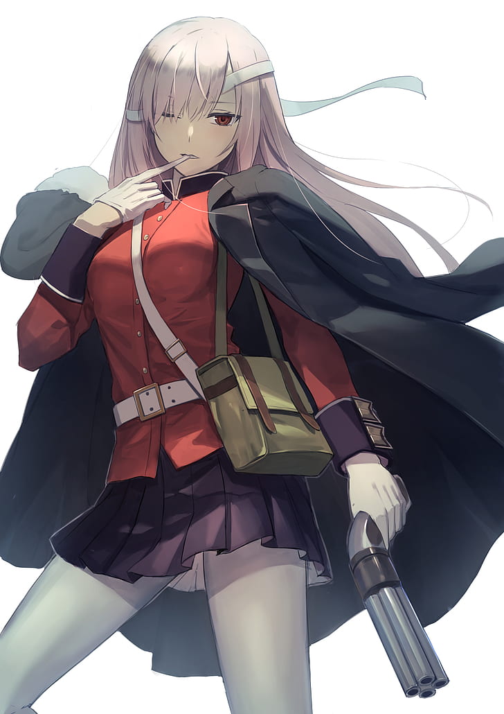 long hair, Fate/Grand Order, uniform, Florence Nightingale (Fate/Grand Order), gun, pantyhose, HD wallpaper