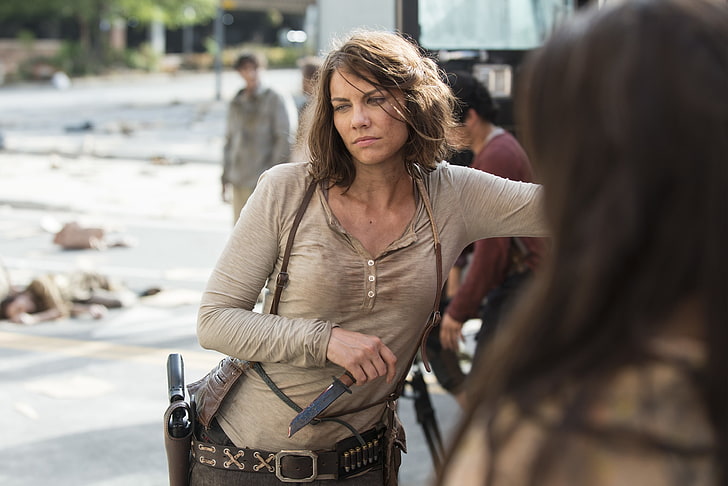 women's brown crew-neck long-sleeved shirt, The Walking Dead, Maggie Greene, Lauren Cohan, HD wallpaper