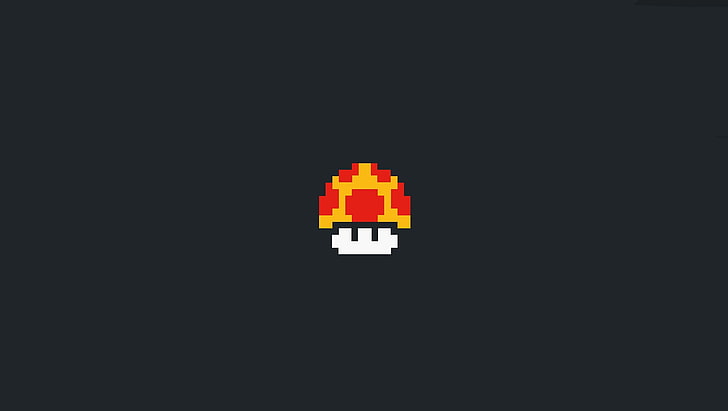 Tapeta Super Mario Haste Mushroom, Super Mario Bros., minimalizm, gry wideo, proste tło, Tapety HD
