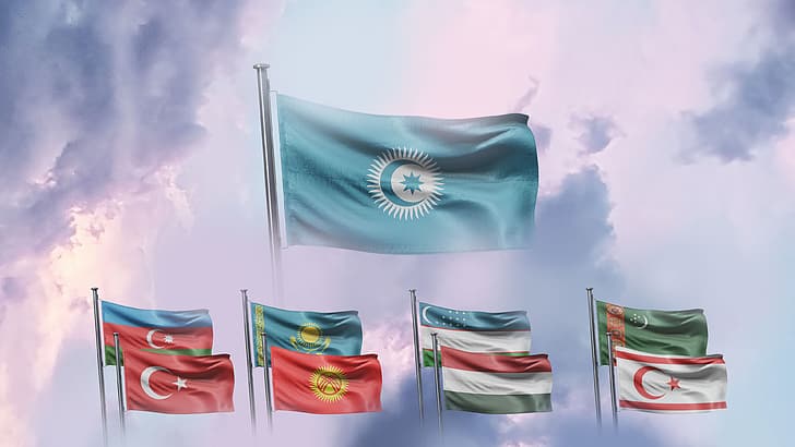 Turkey, Azerbaijan, Hungary, Kazakhstan, uzbekistan, Kyrgyzstan, turkmenistan, flag, HD wallpaper