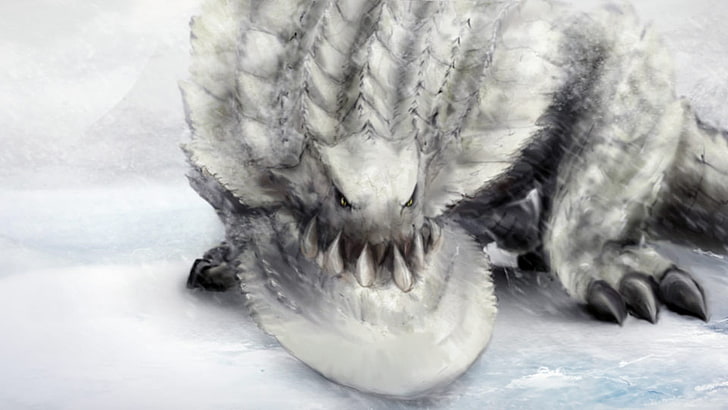 илюстрация на сив дракон, Ловец на чудовища, Ukanlos, HD тапет