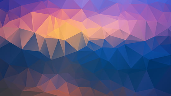 triângulos de baixo poli, gradiente, cores quentes, abstrato, HD papel de parede HD wallpaper