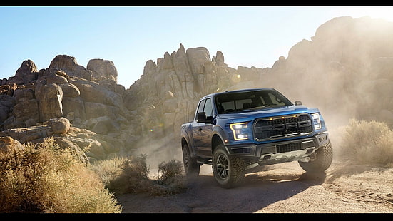Ford F 150 Raptor 2017, Ford Ranger negro y azul, Ford, Raptor, 2017, coches, Fondo de pantalla HD HD wallpaper