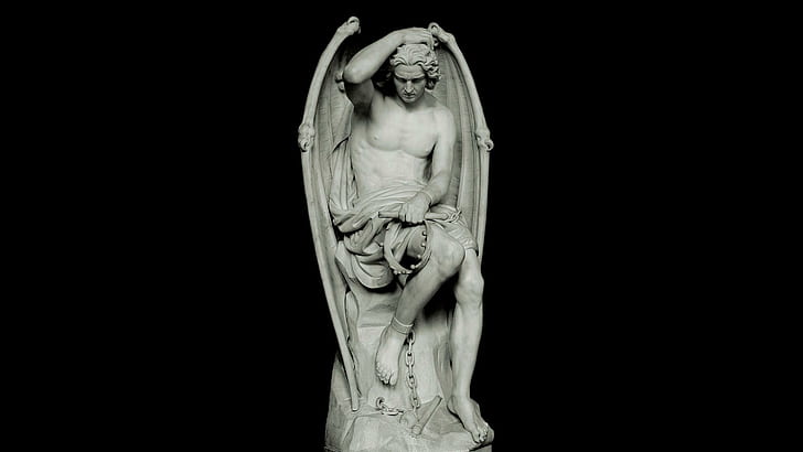 Lucyfer, rzeźby, Guillaume Geefs, statua, lucyfer, rzeźby, guillaume geefs, statua, 1920x1080, Tapety HD