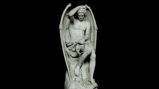 Lúcifer, esculturas, Guillaume Geefs, estátua, Lúcifer, esculturas, Guillaume Geefs, estátua, 1920x1080, HD papel de parede HD wallpaper