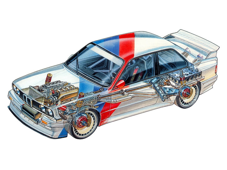 1987, bmw, cutaway, dtm, e30, двигатель, группа, интерьер, гонки, гонки, HD обои