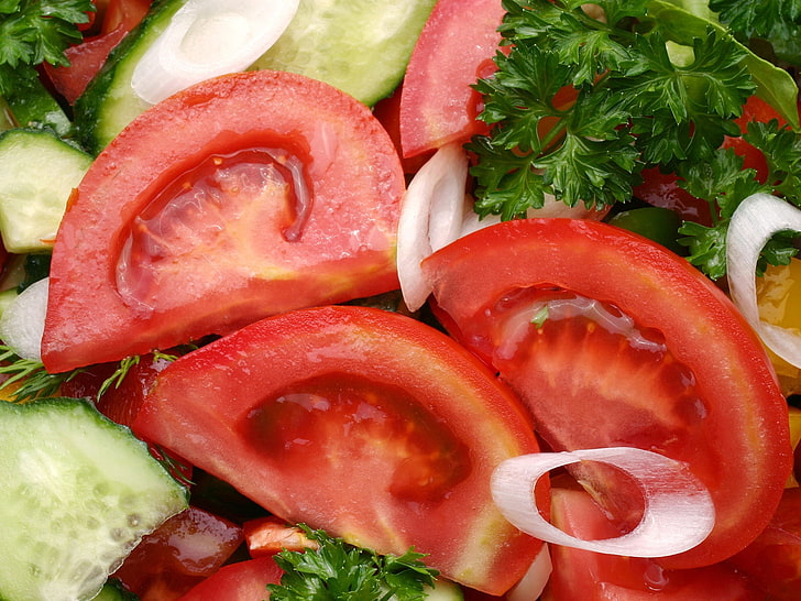 Tomatenscheiben, Tomaten, Gemüse, lecker, HD-Hintergrundbild