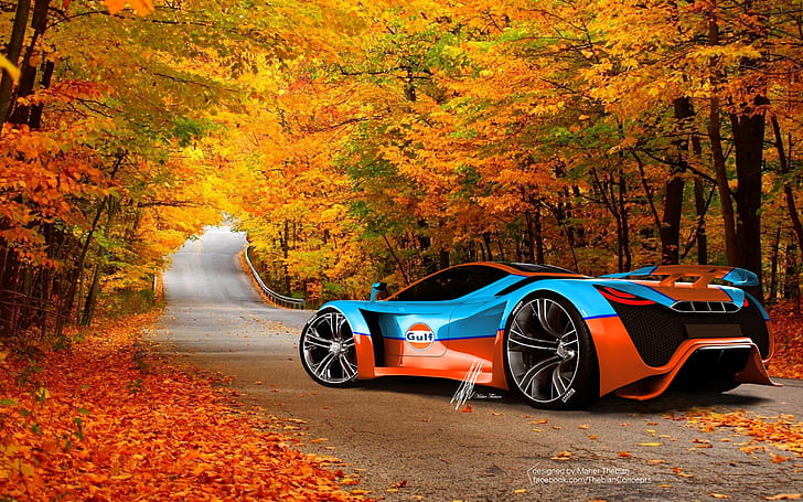 Cooler Ferrari-Supersportwagen im Herbst, Cooler Ferrari-Supersportwagen im Herbst, HD-Hintergrundbild